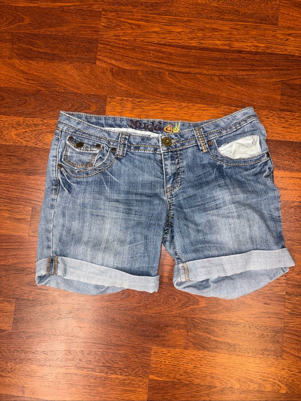Mudd Junior Size 11 Blue Denim Jean Shorts Cuffed Vintage Y2K